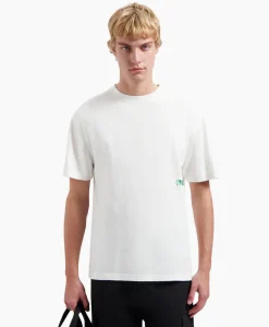 T-Shirts^Olaf Hussein T-Shirt Korte Mouw Watercolor Logo Slub Off White