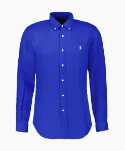 Overhemden^Ralph Lauren Overhemd Linen Midden Blauw