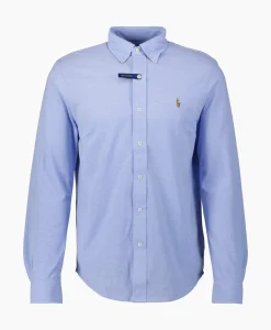 Overhemden^Ralph Lauren Overhemd Oxford Mesh Licht Blauw