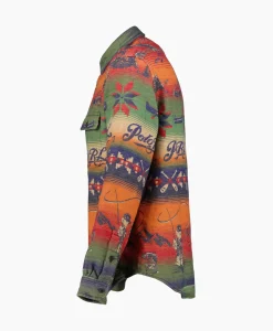 Jassen^Ralph Lauren Overshirt Flannel Jacquard Blauw Dessin