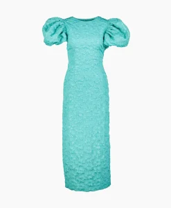 Jurken^Rotate Midi Jurk 3D Jacquard Turquoise
