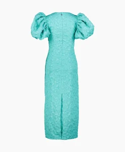 Jurken^Rotate Midi Jurk 3D Jacquard Turquoise