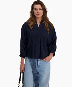 Blouses^Sea Me Happy Blouse Balloon Donker Blauw