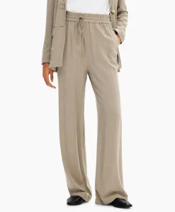 Broeken^Selected Femme Broek Viva-Gulia Mw Long Linen Pant No Licht Grijs