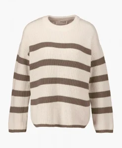 Truien^Selected Femme Gebreide Trui Bloomie Ls Knit O-Neck B Noos Beige
