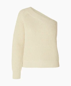 Truien^Selected Femme Gebreide Trui Sedora Ls Knit One Shoulder Off White