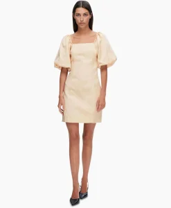 Jurken^Selected Femme Jurk Firmina 3/4 On Off Short Dress B Zand