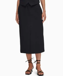 Rokken^Selected Femme Midi Rok Rita Hw Long Skirt Dsm Donker Blauw