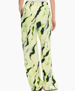 Broeken^Selected Femme Pantalon Lilian Hw Aop Wide Pant B Goud
