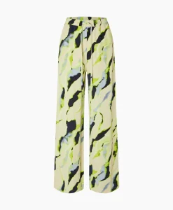 Broeken^Selected Femme Pantalon Lilian Hw Aop Wide Pant B Goud