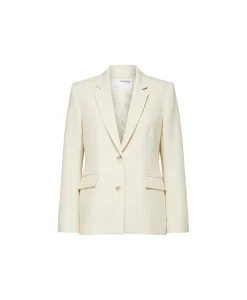 Blazers^Selected Femme Jasje Rita Classic Blazer Birch B Off White