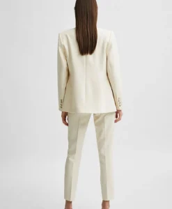 Blazers^Selected Femme Jasje Rita Classic Blazer Birch B Off White