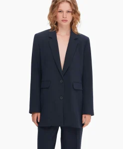 Blazers^Selected Femme Jasje Rita Ls Relaxed Blazer D Sapdonker Blauw