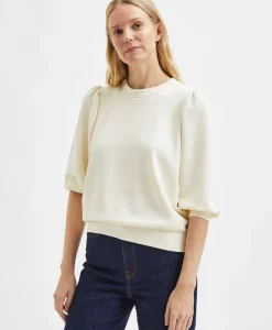 Truien^Selected Femme Sweater Tenny 3/4 Sweat Top Noos Wit