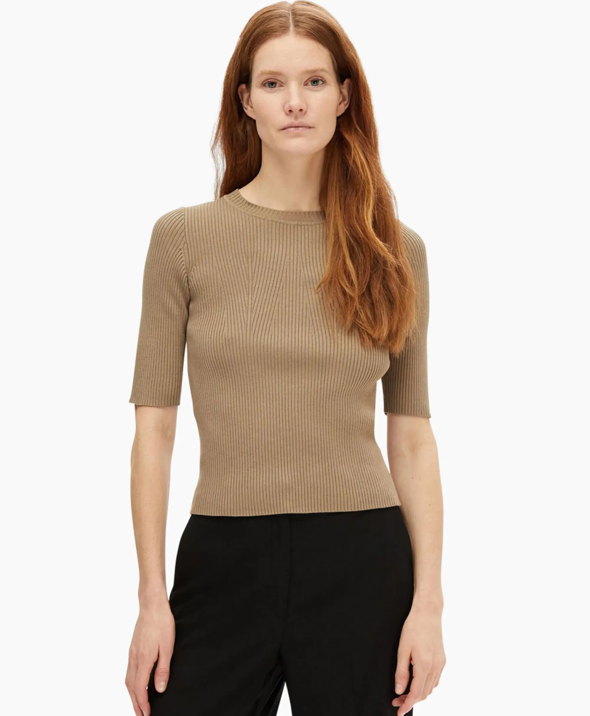 T-Shirts & Tops^Selected Femme Top Mala 2/4 Knit O-Neck B Noos Licht Grijs