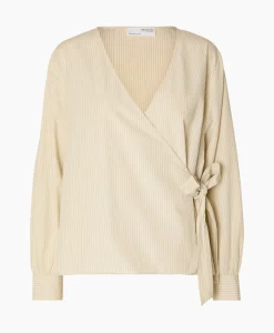T-Shirts & Tops^Selected Femme Top Millie Ls Striped Wrap B Goud