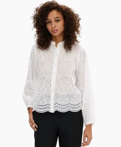T-Shirts & Tops^Selected Femme T-Shirt Korte Mouw Tatiana L/S Embr Shirt Noos Wit