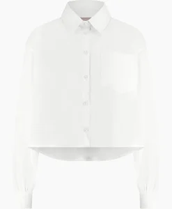 Blouses^Studio Anneloes Blouse Dion Cropped Poplin Wit