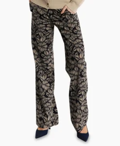 Broeken^Studio Anneloes Broek Marilon Flower Trousers Zand