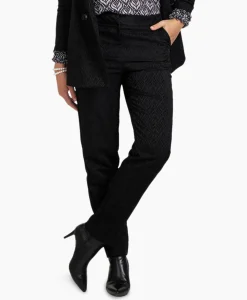 Broeken^Studio Anneloes Broek Mira Ornament Jacquard Trousers Zwart