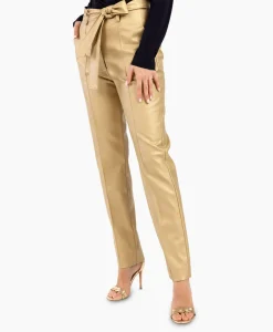 Broeken^Studio Anneloes Broek Mita Faux Leather Trousers Goud