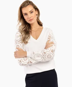 Truien^Studio Anneloes Pullover Dinah Crochet Off White
