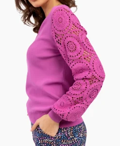 Truien^Studio Anneloes Pullover Dinah Crochet Roze