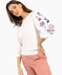 Truien^Studio Anneloes Pullover Hollie Embroidery Ecru