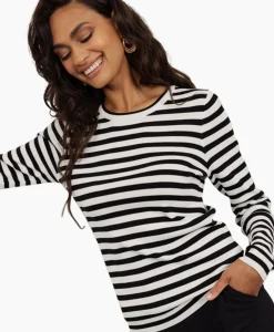 Truien^Studio Anneloes Pullover Luna Stripe Ecru