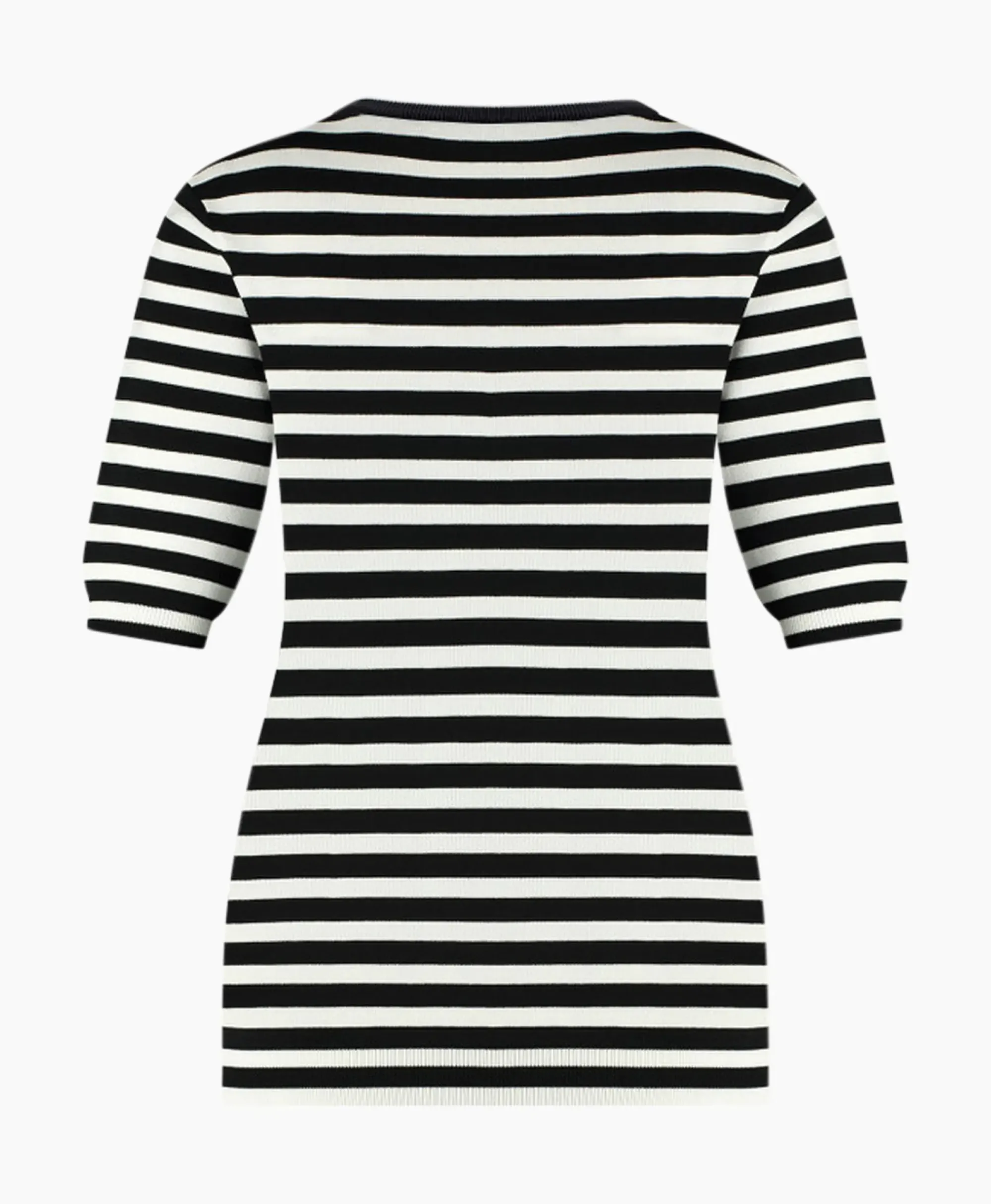 Truien^Studio Anneloes Pullover Luna Stripe Short Slv Zwart Dessin