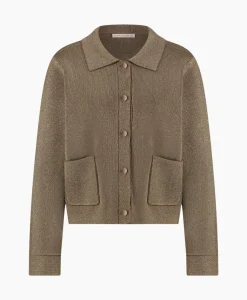Vesten^Studio Anneloes Vest Imke Lurex Cardigan Bruin Dessin