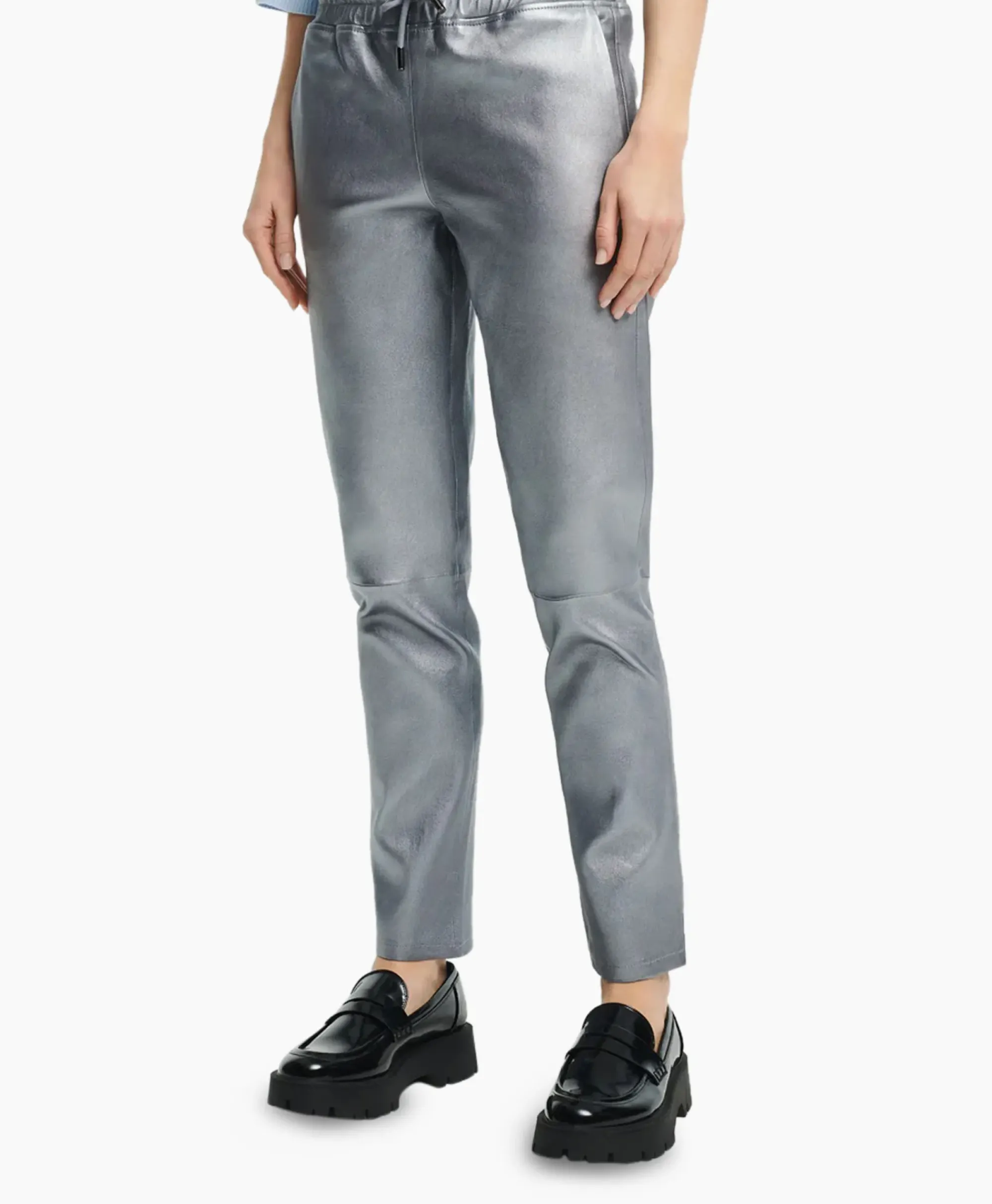 Broeken^Studioar By Arma Pantalon Naomi Stretch Plonge Zilver