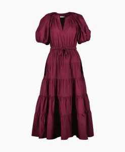 Jurken^Ulla Johnson Midi Jurk Olina Bordeaux