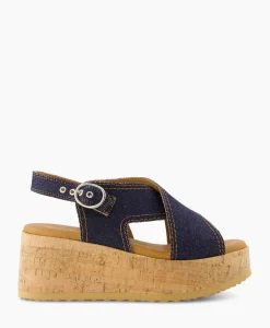 Sandalen^Via Vai Sandaal Met Hak Sissel Capri Blauw