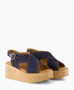 Sandalen^Via Vai Sandaal Met Hak Sissel Capri Blauw