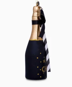 Lifestyle^Vondels Kerstbal Champagne Fles Zwart