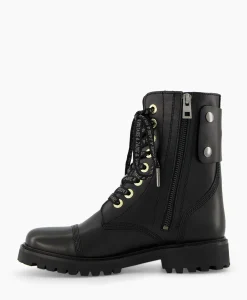 Laarzen^Zadig & Voltaire Zadig & Voltaire Enkellaars Joe Smooth Cowskin + Side Prin Zwart