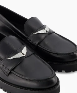 Instappers^Zadig & Voltaire Zadig & Voltaire Loafer Joecassin Semy Shiny Calfskin Zwart