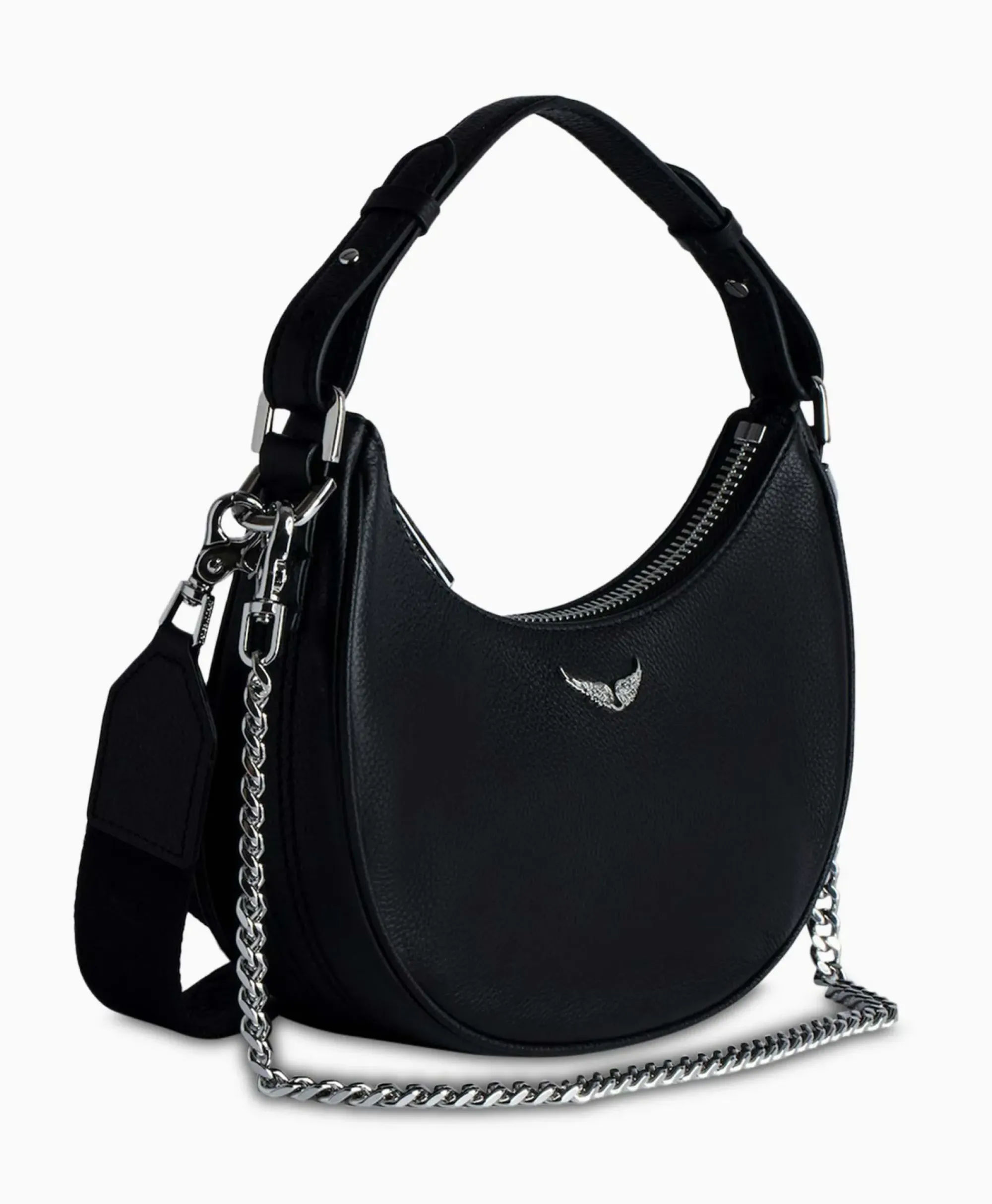 Tassen^Zadig & Voltaire Zadig & Voltaire Schouder / Hand Tas Moonrock Grained Leather Zwart