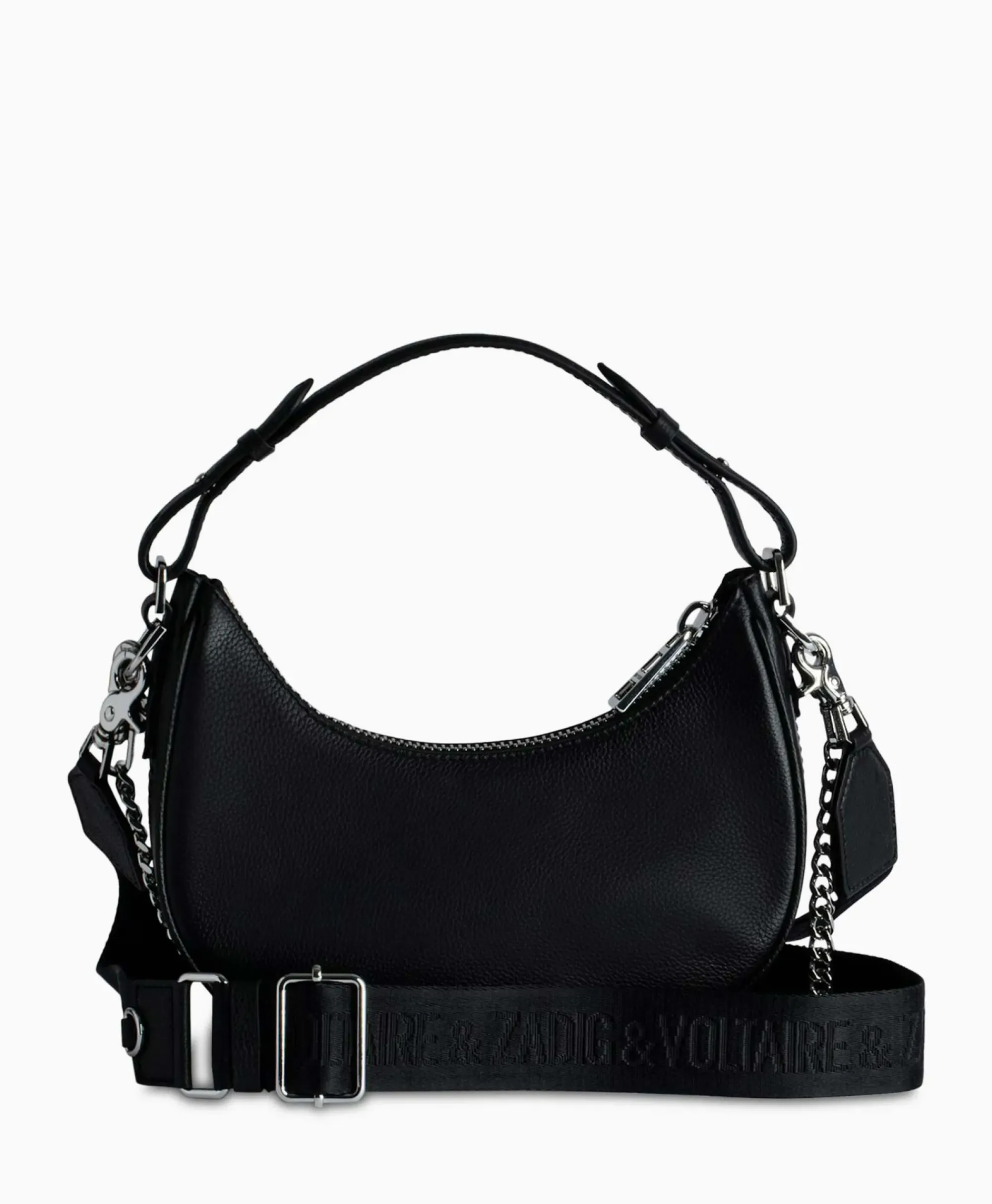 Tassen^Zadig & Voltaire Zadig & Voltaire Schouder / Hand Tas Moonrock Grained Leather Zwart