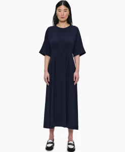 Jurken^Zenggi Maxi Jurk Flowy Waisted Donker Blauw