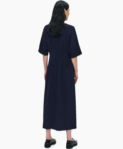 Jurken^Zenggi Maxi Jurk Flowy Waisted Donker Blauw