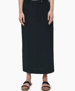 Rokken^Zenggi Midi Rok Tropical Wool Straight Zwart