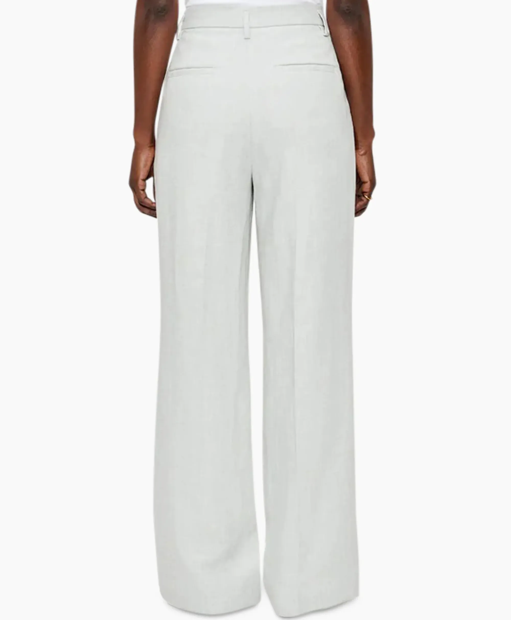 Broeken^Zenggi Pantalon Melange Linnen Wide Leg Grijs