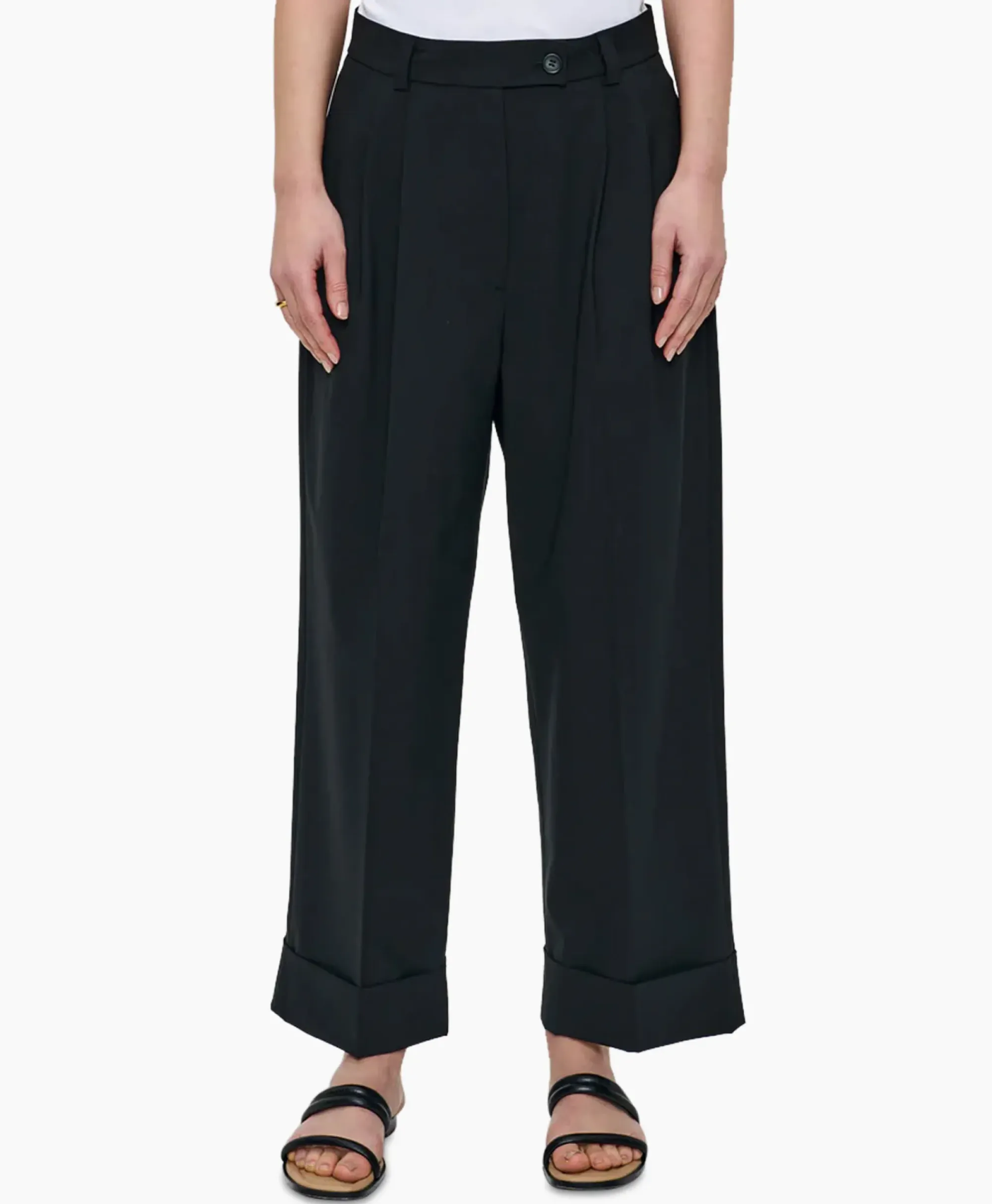 Broeken^Zenggi Pantalon Tropical Wool Straight Zwart