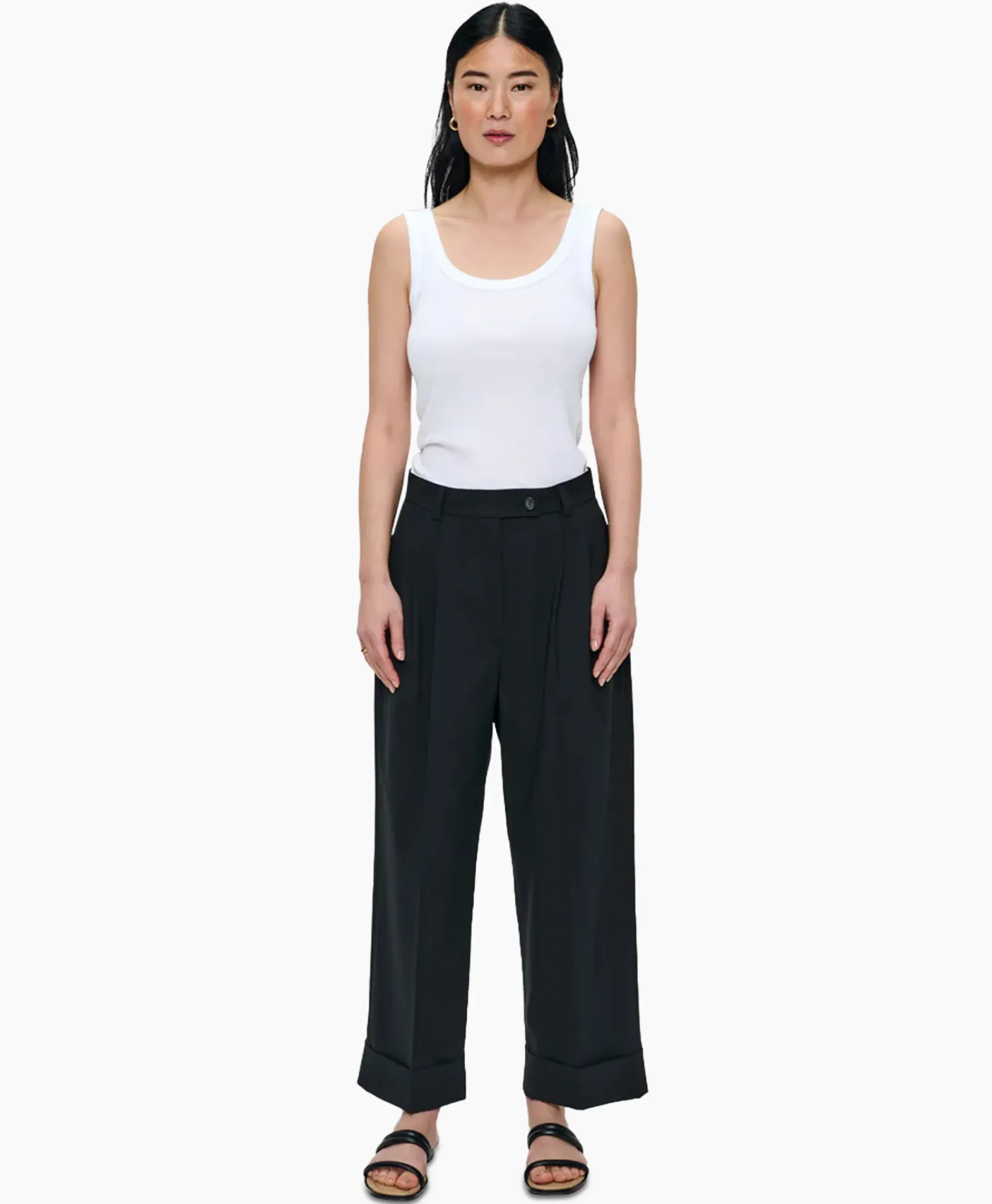Broeken^Zenggi Pantalon Tropical Wool Straight Zwart