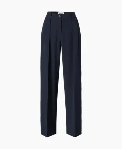 Broeken^Zenggi Pantalon Wide Pleated Donker Blauw