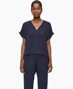 T-Shirts & Tops^Zenggi Top Fluid V-Neck Donker Blauw