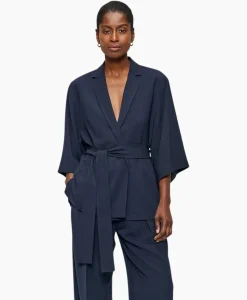 Vesten^Zenggi Vest Japanse Crepe Kimono Donker Blauw
