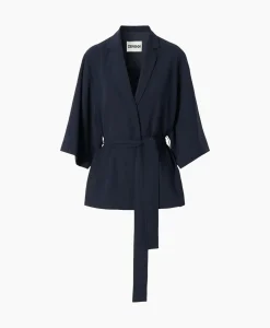 Vesten^Zenggi Vest Japanse Crepe Kimono Donker Blauw